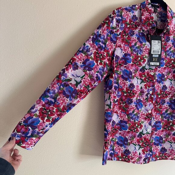 Escada Nicoli Silk Floral Blouse Womens Size 38 M Button Up Shirt Classic Work - Picture 4 of 11